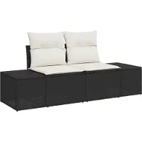 vidaXL Tuin Sofa met kussen Zwart 184 x 62 x 69 cm poly rattan