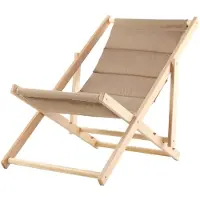 Kadax Ligstoel, strandstoel van hout, zonnebed tot 120 kg, ligstoel van beukenhout, houten klapstoelen, strandstoel, klapstoel voor strand, houten ligstoel (met hoofdsteun, cappucino)