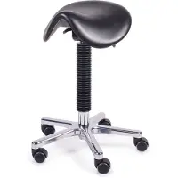Mtm zadelkruk HERTHA 200-A - zwart pur zadel - aluminium kruisvoet - ergonomisch - wielen - 49/69 cm