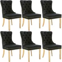 Merax Eetkamerstoelen Set van 6 – Velvet Zwart met Gouden Poten – Luxe Design Stoelen met Handgreep – Fluwelen Bekleding – 150 kg Draagvermogen