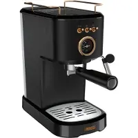 Ginza.se 249417 Espressomachine – 20 Bar – Geschikt voor Gemalen Koffie, Pads & Cups – Met Melkopschuimer – 1,2L Watertank – 2 Kopjes Tegelijk – Kopjesverwarmer – Zwart – Cappuccino & Latte Machine