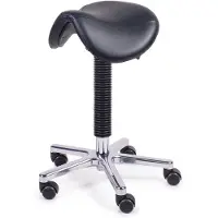 Mtm zadelkruk FREYA 200-A - zwart zadel - kunstleer - alu kruisvoet - ergonomisch - op wielen - 51/71 cm