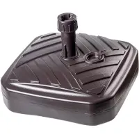 Kadax Parasolstandaard, ronde parasolstandaard, parasolhouder vulbaar met zand water of grind, standaard van kunststof voor tuin, terras, strand (versie 1, vierkant, bruin)