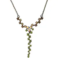 Behave - Ketting - Dames - Goudkleurig - Groene en Bruine Steentjes - 46 cm