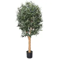 PrettyPlants Kunst Olijfboom 160cm Deluxe | Kunstplant voor binnen | Hoge Kwaliteit Kunstboom | Nep Olijfboom met houten stam