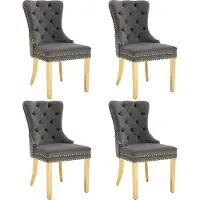 Merax Eetkamerstoelen Set van 4 – Grijs met Goud – Velvet – Luxe Stoelen