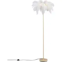 QAZQA Art Deco vloerlamp beige met witte veren - Peahen