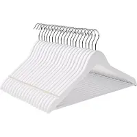Songmics Houten kleerhanger antislip, Wit + Zilver / 20