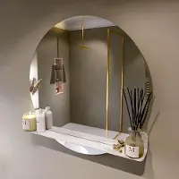 Mondiaz SPOT spiegel rond 90cm met Spiegelplanchet kleur Ostra.