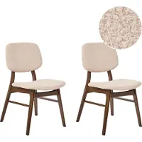 Beliani ELAINE - Eetkamerstoel set van 2 - Lichtbeige - Donker hout/Bouclé