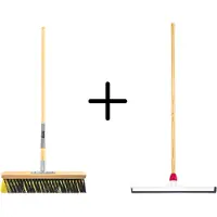 Synx Store Synx Tools Binnenbezem 40cm La Crema + Vloertrekker Kunststof 45cm met Steel 120cm – Zaalveger – Vloerreiniger – Natuurrubber – Zachte bezem met steel 150cm