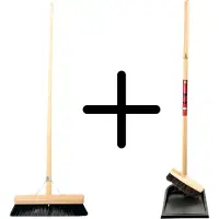 Synx Store Synx Tools bezem Binnenbezem 60 cm en Stoffer en blik met lange steel 97 cm