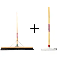 Synx Store Synx Tools Paardenhaar 80cm + Vloertrekker Kunststof 45cm met Steel 150cm – Zaalveger – Vloerreiniger – Natuurrubber – Zachte binnenbezem met steel 150cm