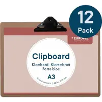 Europel Klembord - Clipboard - Hout - A3 liggend - 42 x 29,7 cm - 12 stuks