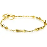 Zinzi gold plated zilveren schakel armband met vijf gladde bamboe vormen 17-20cm ZIA2577G