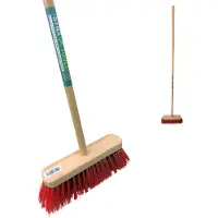 Synx Tools Tuinbezem Rood 30 cm - straatbezem - straatveger - Incl. bezemsteel 150 cm