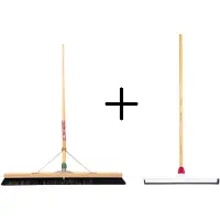 Synx Store Synx Tools Paardenhaar 80cm + Vloertrekker Kunststof 55cm met Steel 150cm – Zaalveger – Vloerreiniger – Natuurrubber – Zachte binnenbezem met steel 150cm