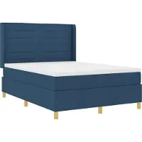 vidaXL Boxspringbed met LED-verlichting, blauw, 140 x 190 cm, gestoffeerd