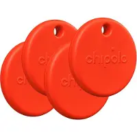 Chipolo POP - Bluetooth Tracker & KeyFinder - Werkt met Apple Find My & Android Find My Device - Tracker Apple iPhone & Android - 120 dB - Rood - 4 Pack