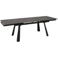 Mendler Eettafel -O59, uitschuifbare eettafel, sintersteen metaal uitschuifbaar 160-242x91cm ~ marmerlook grijs