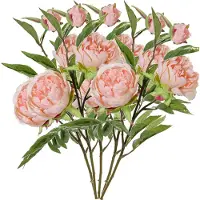 Top Art Topart Kunstbloem pioenroos Spring Dream - 5x - licht roze - 73 cm - kunststof steel - decoratie