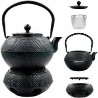 Brunbeste Gietijzeren Theepot Set 1,2L – Met RVS Filter en Gietijzeren Warmer