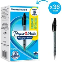 Paper Mate Flexgrip Ultra balpennen | Intrekbare Medium Punt (1,0 mm) | Zwart | 36 stuks
