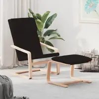 vidaXL Relaxstoel met voetenbank - Zwart Relaxstoel - Fauteuil - Loungestoel - Stoffen Bank - Comfortabele Stoel