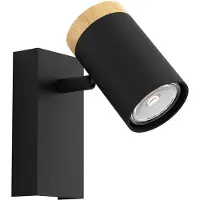 Eglo 39647 Cartagena Spot Staal Zwart/Hout Bruin - 1 x GU10 4,5W