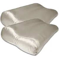 Silk Heaven Voordeelset 2x 100% Zijden kussensloop Ivoor Glossy Ergonomisch - 22MM - 30x50cm - Satijn geweven zijden kussensloop - Anti acne kussensloop - - 30x50cm