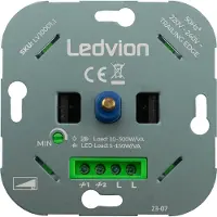 LEDVION - LED Dimmer - 0-150 Watt - Universeel - LED dimmer inbouw - Fase-afsnijdbaar - stopcontact