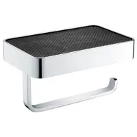 Eastbrook Vercelli messing toiletrolhouder met leren plankje chroom
