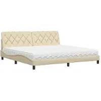 vidaXL Bed met matras stof crèmekleurig 200x200 cm