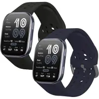 Kwmobile 2x horlogebandjes geschikt voor Amazfit Bip 6 bandje - Smartwatch bandjes van TPU - Activity tracker horloge band in zwart / donkerblauw