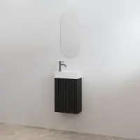 Best design Toiletmeubelset geribbeld best-design mali zwart onderkast + wit fontein
