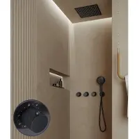 Saniclear Plus Curved inbouw regendouche met inbouw douchekop 30x30cm en 2 standen handdouche zwart mat
