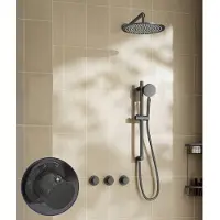 Saniclear Plus Curved inbouw regendouche met 30cm hoofddouche, muurarm en glijstang verouderd ijzer - gunmetal