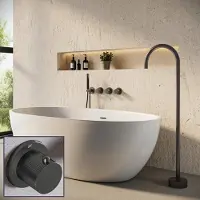 Saniclear Plus Stripes Pro inbouw badkraan met vrijstaande uitloop verouderd ijzer - gunmetal