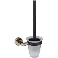 Eastbrook Catania messing glazen toiletborstelhouder zwart mat en messing geborsteld
