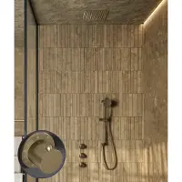 Saniclear Plus Stripes inbouw regendouche met inbouw douchekop 30x30cm en glijstang geborsteld messing - mat goud