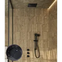 Saniclear Plus Curved inbouw regendouche met inbouw douchekop 30x30cm en glijstang zwart mat