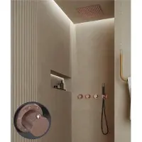 Saniclear Plus Stripes Pro inbouw regendouche met inbouw douchekop 30x30cm en staafhanddouche geborsteld koper