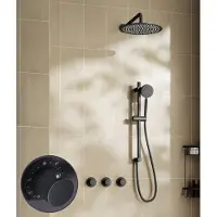 Saniclear Plus Stripes inbouw regendouche met 30cm hoofddouche, muurarm en glijstang zwart mat