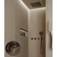Saniclear Plus Curved inbouw regendouche met inbouw douchekop 30x30cm en 2 standen handdouche verouderd messing