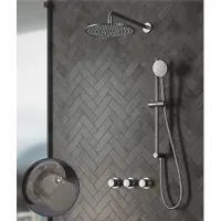 Saniclear Plus Curved inbouw regendouche met 20cm hoofddouche, muurarm en glijstang RVS