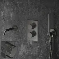 Saniclear Iron Curved Pro inbouw badkraan verouderd ijzer - gunmetal