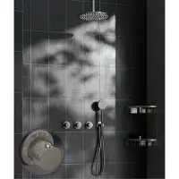 Saniclear Plus Curved inbouw regendouche met 20cm hoofddouche en plafondarm RVS