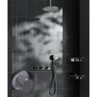 Saniclear Plus Stripes inbouw regendouche met 30cm hoofddouche en plafondarm chroom