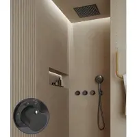 Saniclear Plus Stripes inbouw regendouche met inbouw douchekop 30x30cm en 2 standen handdouche verouderd ijzer - gunmetal