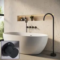 Saniclear Plus Curved inbouw badkraan met vrijstaande uitloop zwart mat